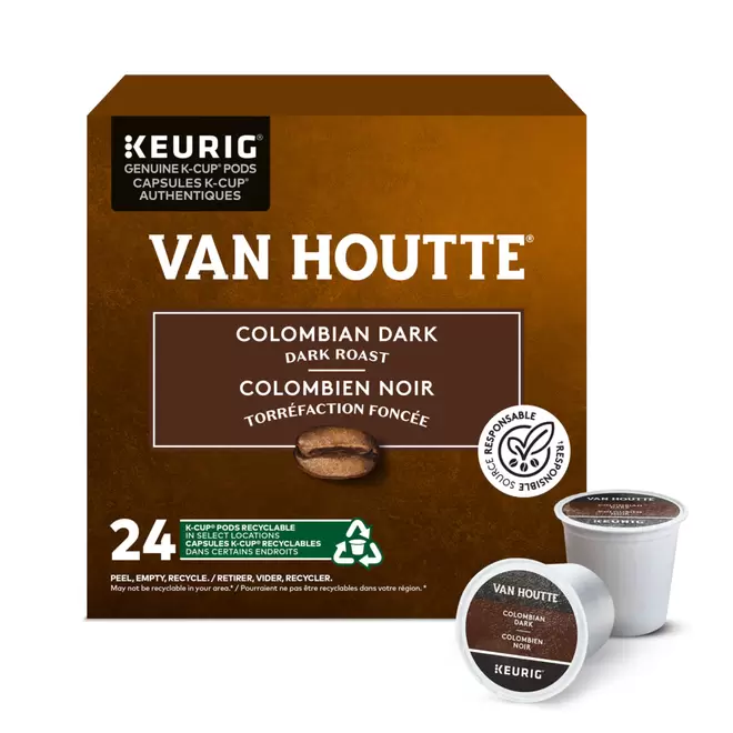 Van Houtte Colombian Dark - Dark Roast - K-Cup Coffee Pods - 24 Pack