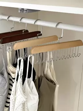 3/1PC Multi-Functional Wooden Coat Hooks, Coat Rack, Closet Organizer, 8 Hooks, 360 Degree Rotating Angle, Space Saving Bra Hook, Storage For Hanging Clothes Like Tops, Underwear, Bras, Breastplate...