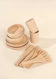 Coco Village Wooden Dinnerware Playset (12 Pcs)