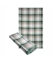 3pk FALL PRINTED BASKETWEAVE KITCHEN TOWEL 16X27" PINE GREEN PLAID