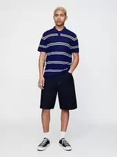 Textured Crochet Polo Sweater