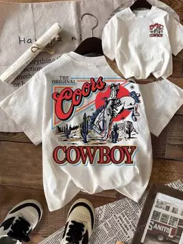 Glissea Western Cowboy Print Casual Comfortable Round Neck Men's T-Shirt