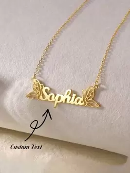 1pc Customized Gold Stainless Steel Butterfly Name Necklace - Personalized Elegant Pendant With Delicate Chain, Women Durable Jewelry Gift, Suitable For Daily And Party Wear, Minimalist Design