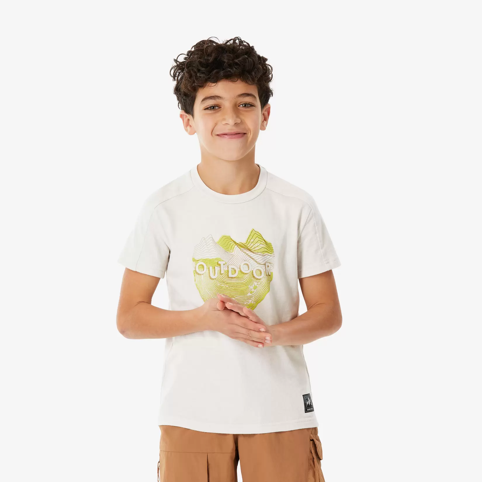 Kids' Hiking T-Shirt - NH 100 Ages 7-15 Beige