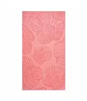 COTTON VELOUR SCULPTED JACQUARD BEACH TOWEL 32X62" CORAL FLORAL
