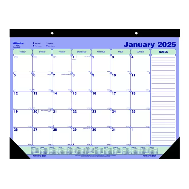 Blueline 2025 Monthly Desk Pad Calendar - 21-1/4" x 16" - English