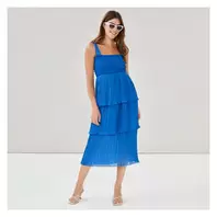 Crepe Tiered Midi Dress