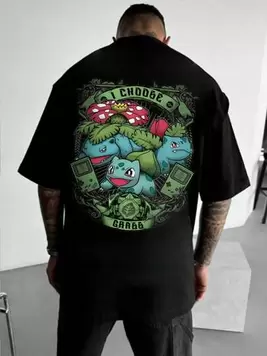 pokemon Men's Casual Cartoon Print Short Sleeve T-Shirt, Summer