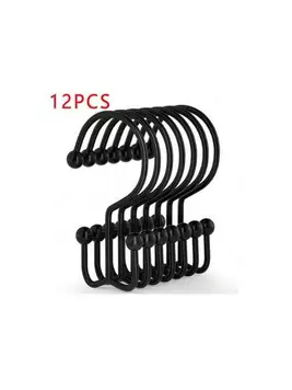 SHEIN 12pcs/Set Anti-Rust No-Faux Pearl Mountain Shaped Double Hook Decorative Shower Curtain Hooks, Curtain Rings, Towel Hooks, Bathroom Accessories Home Bathroom Decor Summer
