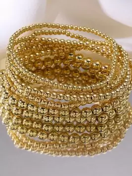 7pcs/Set Fashionable Elastic Plastic Beaded Bracelet With Round Beads, Handmade For Spring And Summer