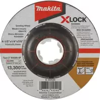 Makita X‑LOCK 4‑1/2" x 1/4" x 7/8" Type 27 General Purpose 36 Grit Abrasive Grinding Wheel for Metal & Stainless Steel Grinding