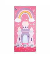 KIDS PRINTED VELOUR BEACH TOWEL 28X58" PRETTY CASTLE