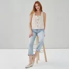 Linen Blend Button-Up Tank