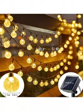 SHEIN 1pc 20/30/50/100 LED 5/6.5/7/12m Solar Power Bubble Ball String Lights Outdoor Garden Lawn Patio Decor Christmas For Holiday Gift Giving