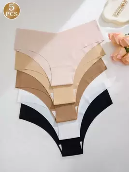 5pcs/Pack Women Seamless Underwear,Comfortable Breathable Sexy Low-Rise Sport Panties