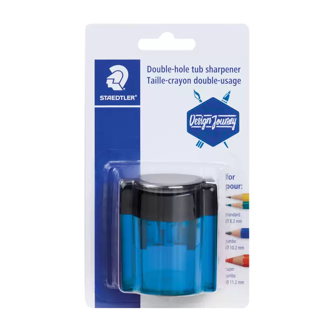 Staedtler Premium-Quality Plastic Sharpener with Oval Receptacle - 2 Holes - Assorted Colours - 1 Pack