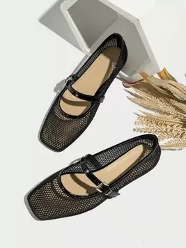 New Ballet Flats For Women, Round Toe Flat Shoes, Solid Color Breathable Casual Sandals, Fashionable And Comfortable, Black