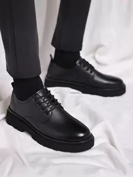Men's Thick-Soled Dress Shoes, Stylish Lace-Up Formal Oxford Shoes For Business And Daily Wear