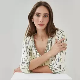 Printed Embroidered Top