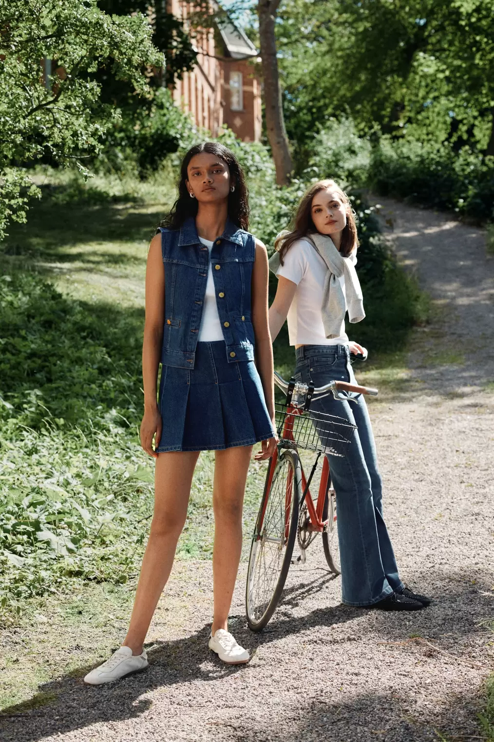 Pleated Denim Skirt