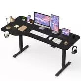 MotionGrey Ergo2 - Adjustable Left L-Shaped Electric Standing Desk with Memory Settings - 63" x 24" Black Top Black Frame - Ergonomic Desk for Home and Office - With Cup Holder