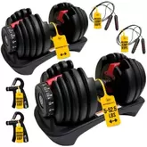 MotionGrey Adjustable Dumbbells 5 to 52.5 LBs, Free High Strength Hand Grip Included and Jump Rope 15 Weight Settings DumbBell, Anti-Slip Metal Handle for Exercise (Set of 2)
