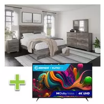 Queen Ralinski Bed w/Dresser, Mirror, Nightstand + 50" Element TV