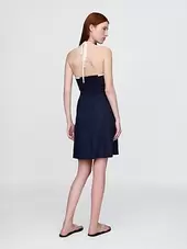 Linen-Blend Halter Mini Dress