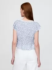 Lace-Trim Floral Top