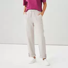 Linen Blend Roll-Tab Pant
