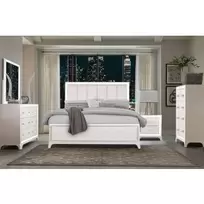 Queen Chic Bed w/Chest, Dresser, Mirror, Nightstand