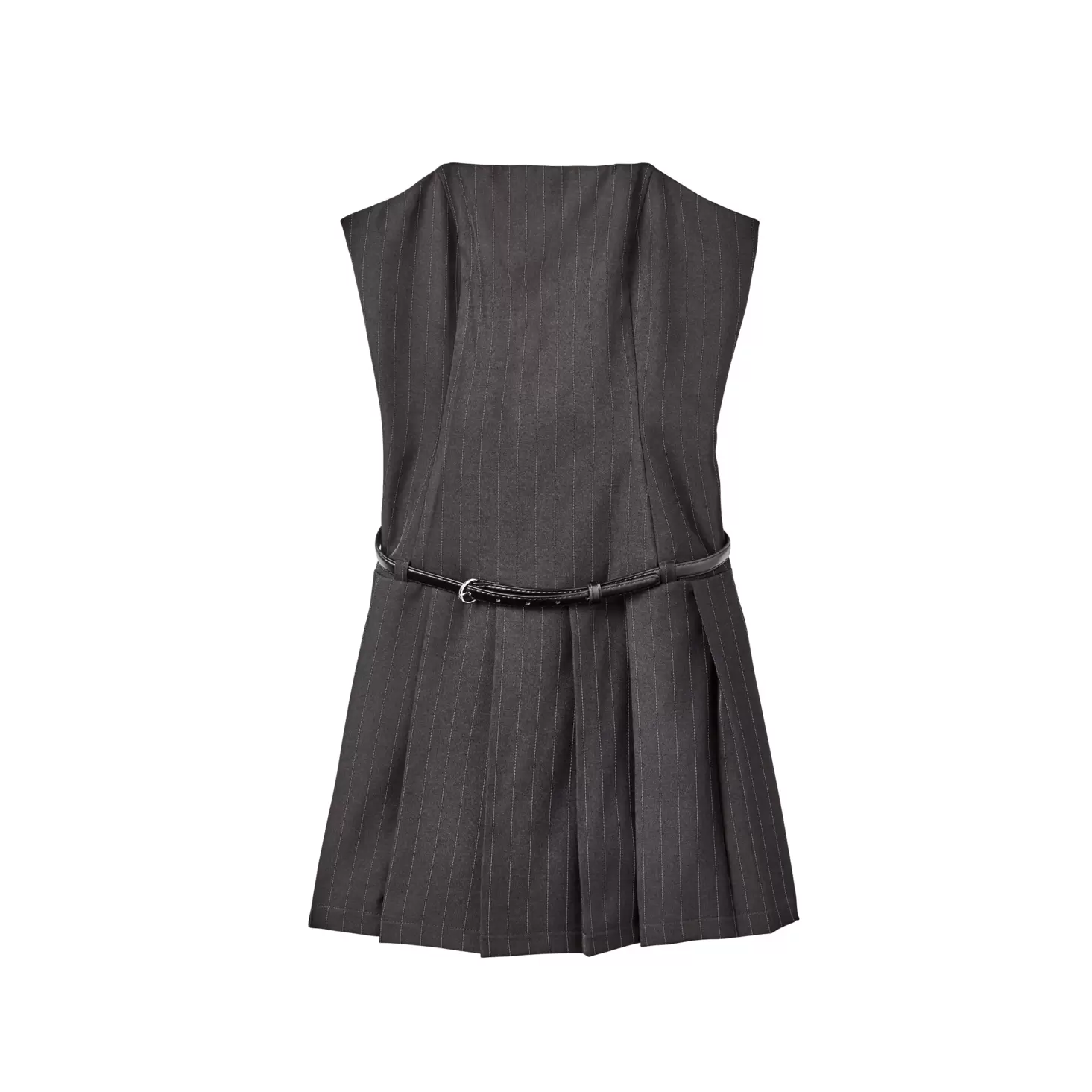 Pinstripe Pleated Mini Dress