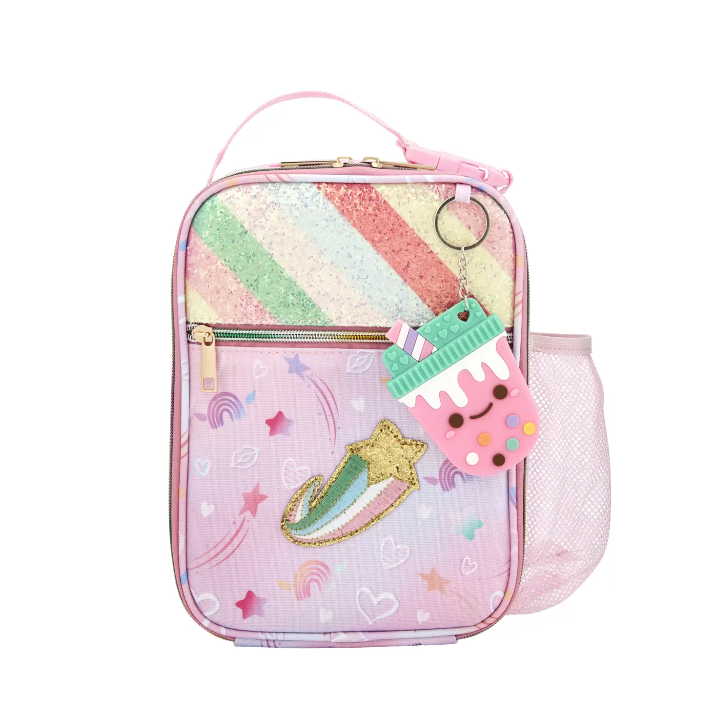 Rainbow Glitter Lunch Bag With Charm