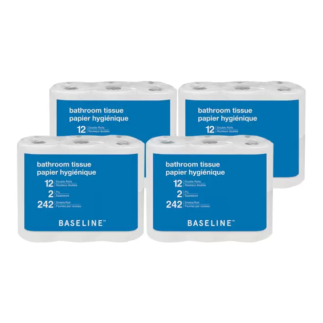 Baseline 2-Ply Double Roll Bathroom Tissue - 242 Sheets/Roll - 12 Rolls/Pack - 4 Packs/Box