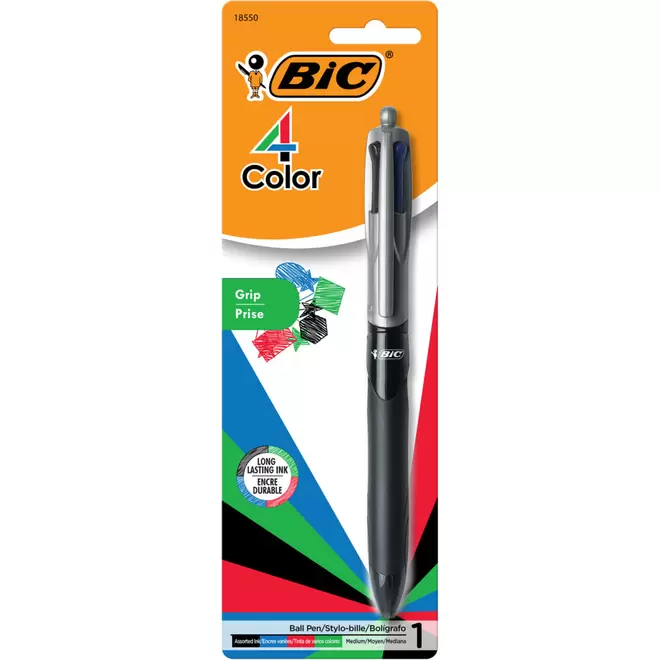 BIC 4-Colour Grip Ballpoint Pen Retractable - 1.0mm