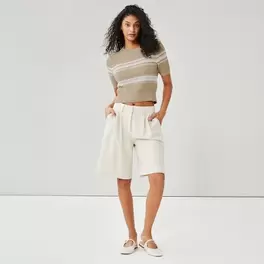 Stripe Short Sleeve Sweater