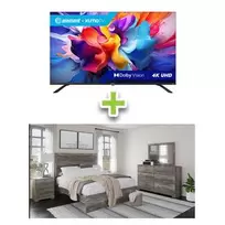 Queen Ralinski Bed w/Dresser, Mirror, Nightstand + 50" TV