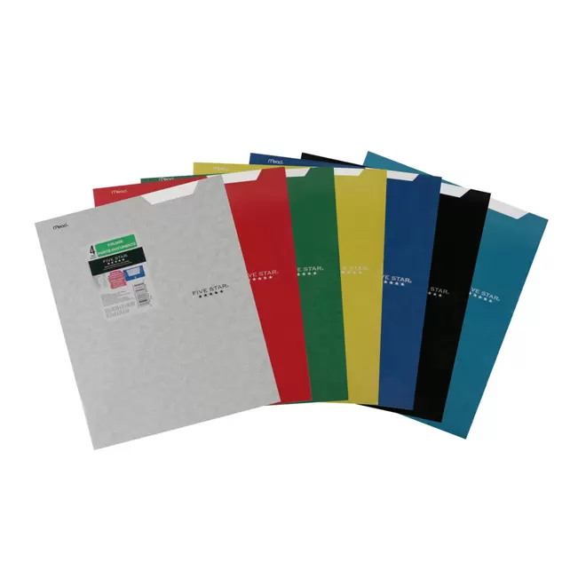 Five Star Portfolio, 4 Pocket, 3 Hole, 12-1/2" x 9-1/2" - Assorted Colours