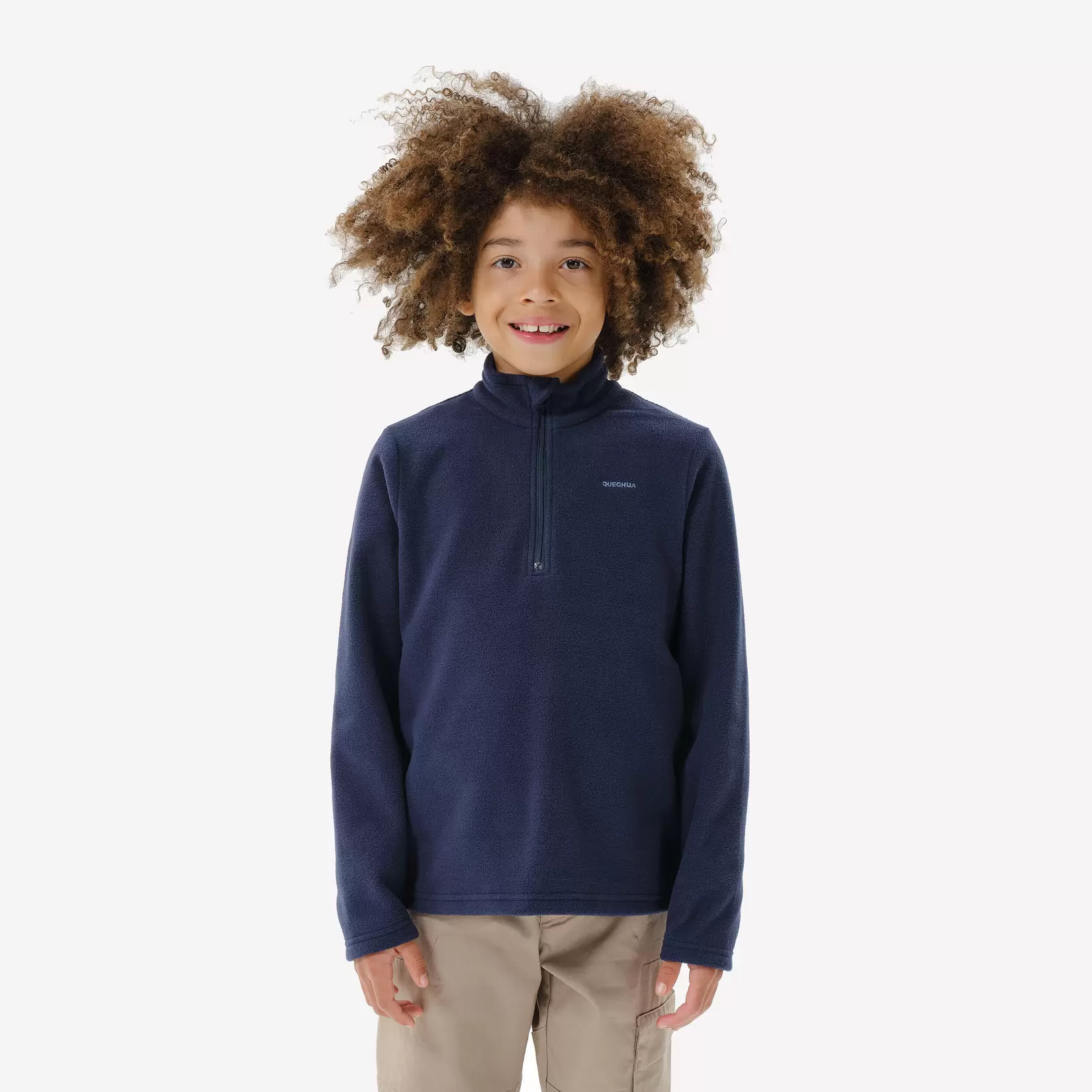 Kids’ Half-Zip Fleece Hiking Sweater, MH 100 Age 7-15