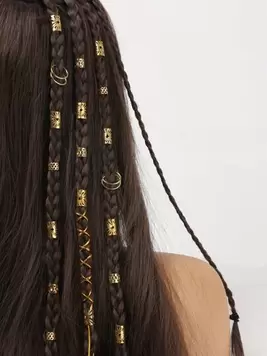 -4%43pcs Gold Wire Sun Shaped Hair Rings Mixed Set, Women's Braided Hair Accessories, Holiday Party Headwear, Halloween Hair Decorations