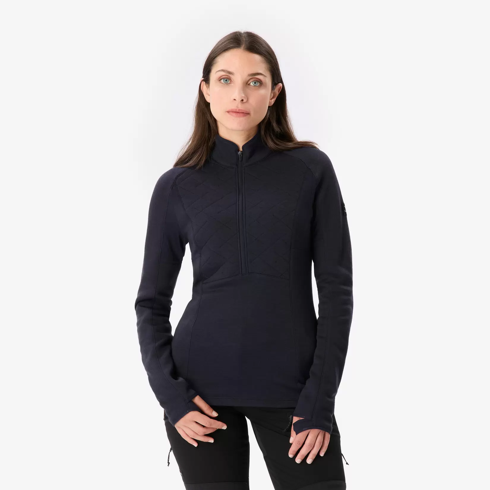 Women’s Merino Wool Long-Sleeved Half-Zip T-Shirt, Merino Resist