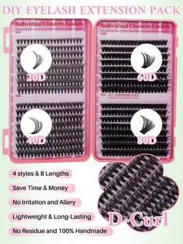 -19%640PCS Mixed DIY Lash Extension Kit High Capacity Individual Lash Clusters 9-16MM Mixed D Curl Effect Natural Look Wispy Soft And Comfortable False Eyelashes Long-Lasting Individual Lashes Kit With Lash Bond&Seal And Tweezers And Lash Brush Lash Clust