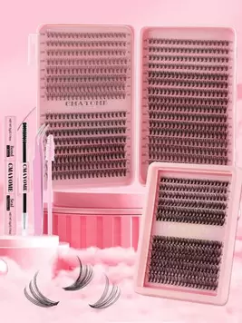 -9%CMAYOME DIY Label Expansion Kit, 640/240 Hair, 10D, 20D, 30D Mixed Style, Natural Cat's Eye And Wrist Appearance, C And D Curly Hair, 10-16mm Length, Reusable Glue, Label Book Option And Large-Capacity Travel Set, Perfect For Beginners Lash Clusters Ki