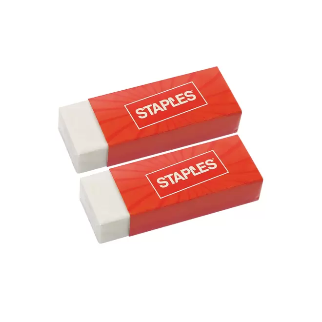 Staples White Vinyl Erasers - 2 Pack