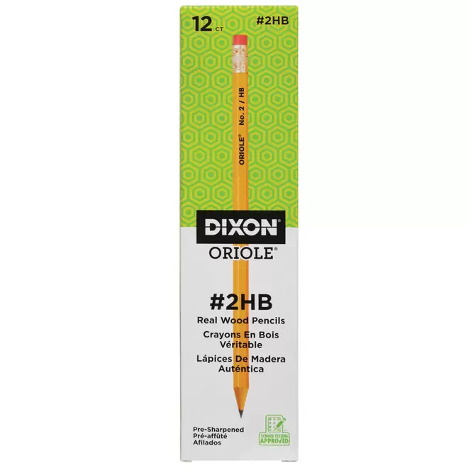Dixon Oriole Wood-Cased Pencils - Soft - #2 HB - Yellow - 12 Pack