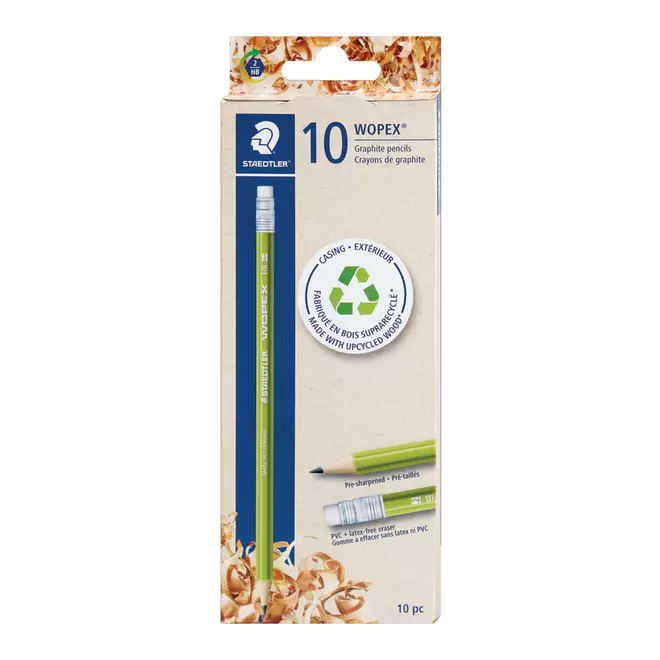 Staedtler WOPEX 100 Percent Recycled Graphite Pencils - Green - 10 Pack