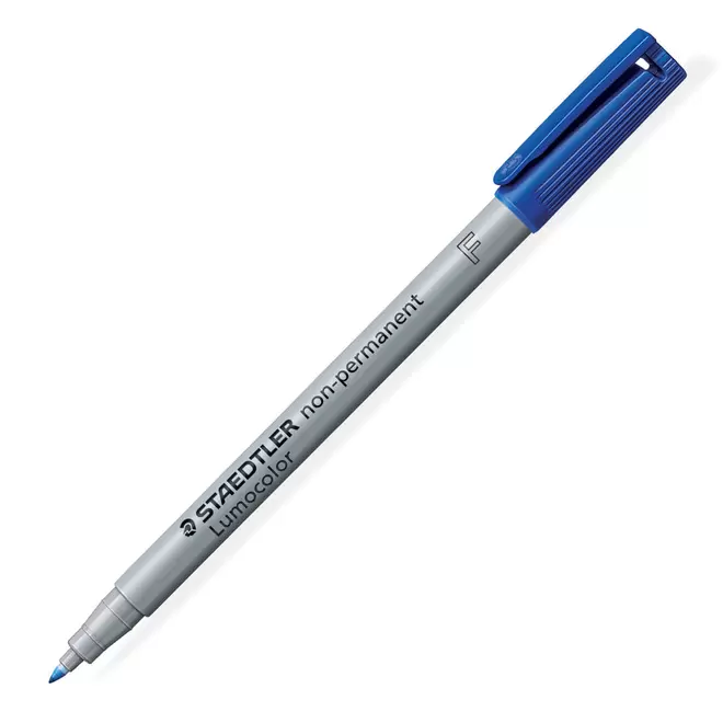 Staedtler Lumocolor Dry Safe Non-Permanent Wet Erase Marker - Fine Tip - Blue
