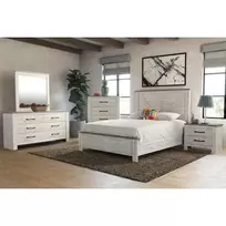 King Adorna 2-Tone Bed, Chest, Dresser, Mirror, Nightstand