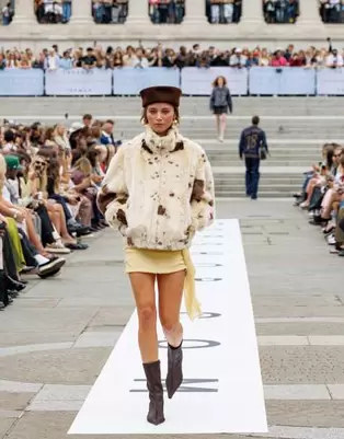 Topshop faux fur pony skin cow print bomber jacket in cream