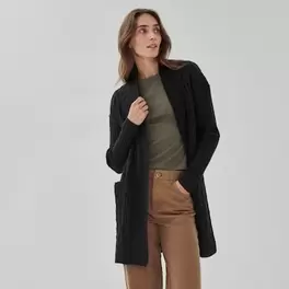 Open-Front Cable Knit Cardigan